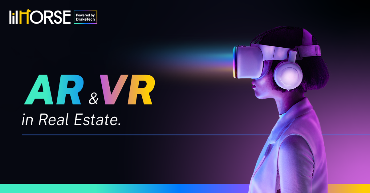 Graphic image with the phrase AR and VR in real estate.